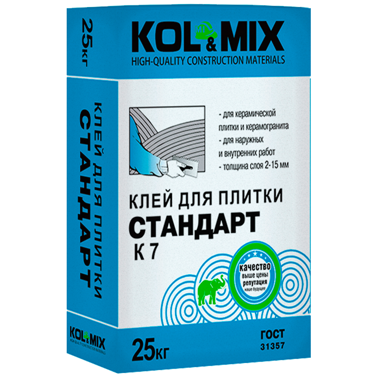 Клей для плитки СТАНДАРТ К7 Kol&Mix 25кг