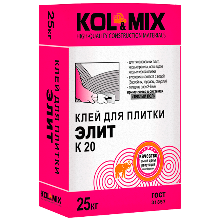 Клей для плитки Элит K20 Kol&Mix 25кг